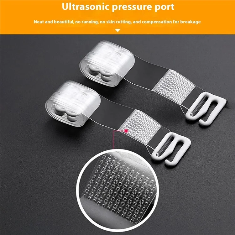 1cm Width 1 Pair Traceless Invisible Bra Shoulder Straps Non-Slip TPU Underwear Bra Straps - Frosted