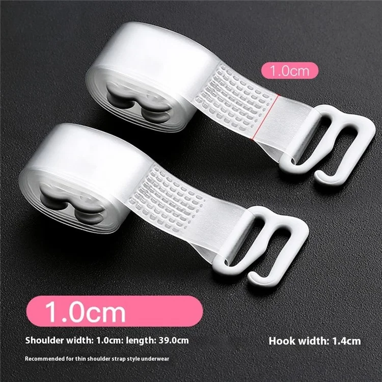 1cm Width 1 Pair Traceless Invisible Bra Shoulder Straps Non-Slip TPU Underwear Bra Straps - Frosted
