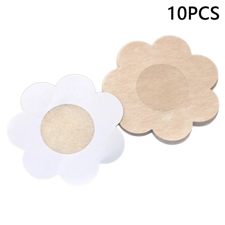 10 Peças de Capa Descartável Não Tecida para Mamilos Femininos, Respirável no Verão, Invisível - Formato Flor