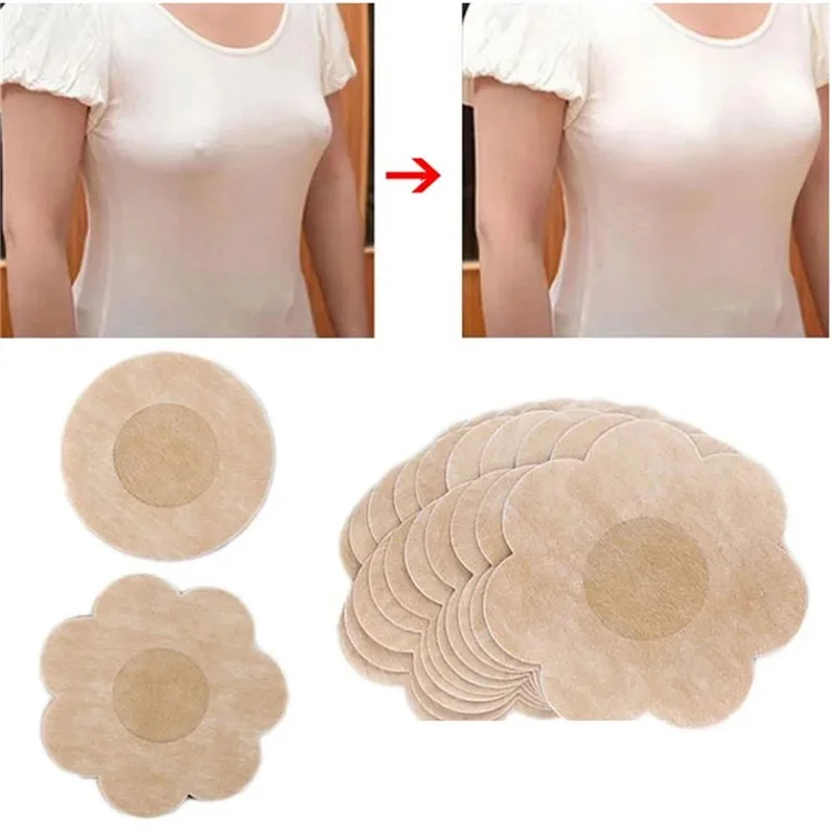 10 Peças de Capa Descartável Não Tecida para Mamilos Femininos, Respirável no Verão, Invisível - Formato Flor