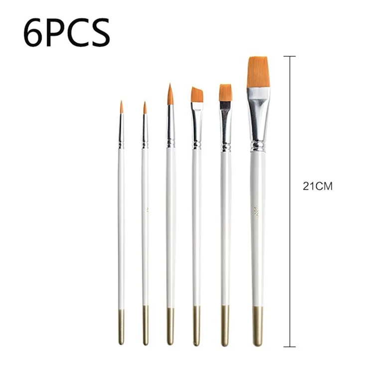 2103116 Set de 6 Pinceaux en Bois pour Peinture à l'Eau, Gouache, Acrylique
