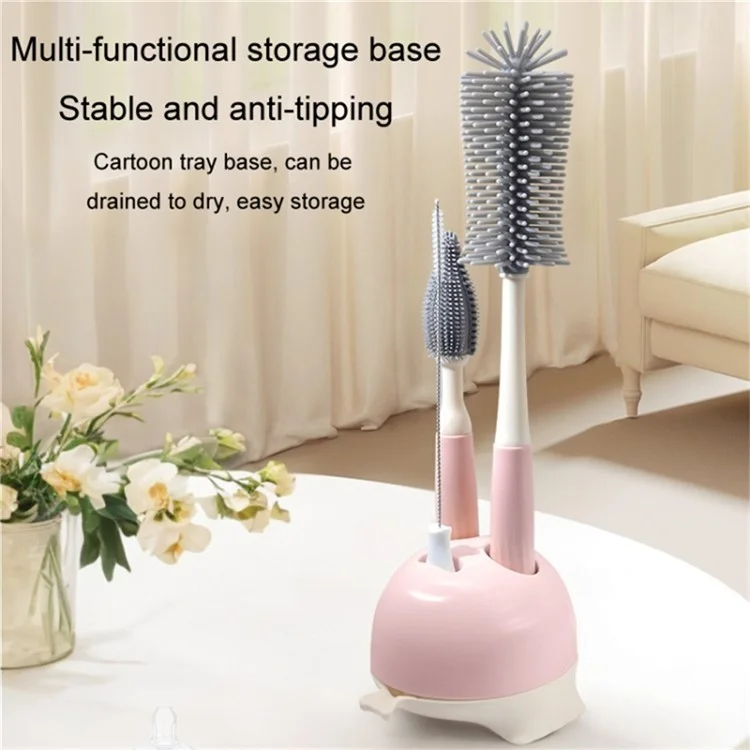 4pcs Silicone Clean Brush Kit Kind Baby Bottle Srawle Cleaner Crash (без Bpa, Без Сертификации Fda) - Зеленый / Вращающийся Набор