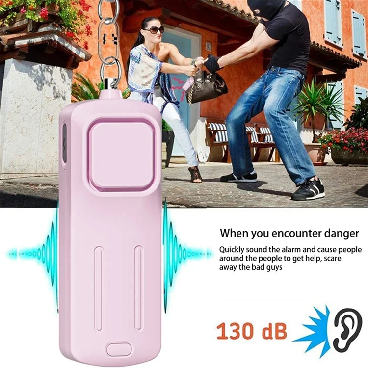 Outdoor Children Emergency Alarm with Light Portable Self-Defense 130dB Loud Alert Hanging Keychain - Pink