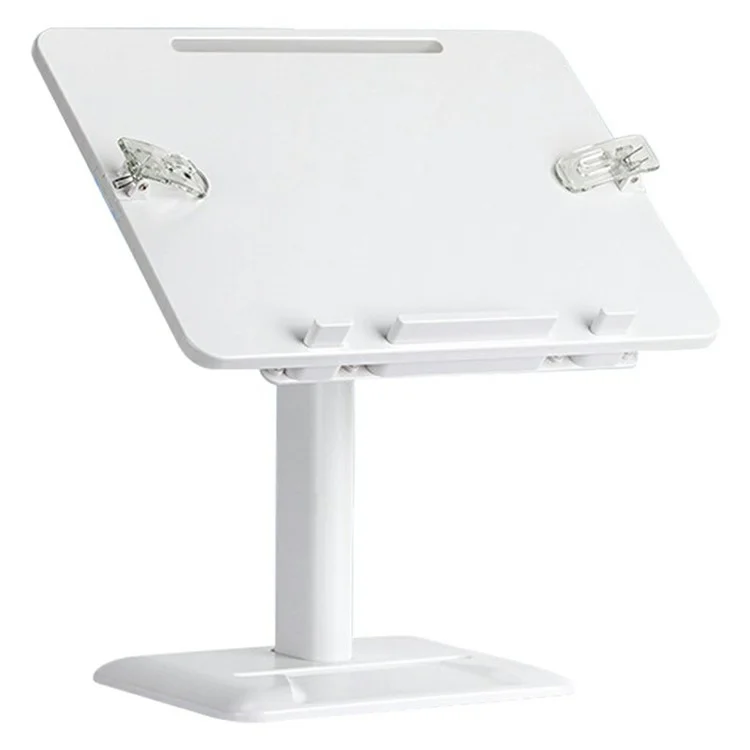 Upgraded Children Reading Book Holder Stand Telescopic Adjustable Angle Desktop Floor ABS Reading Rack - White