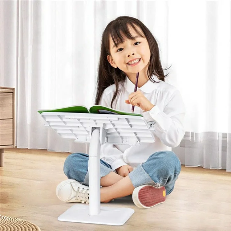 Upgraded Children Reading Book Holder Stand Telescopic Adjustable Angle Desktop Floor ABS Reading Rack - White