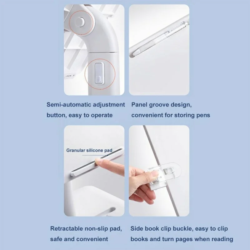 Upgraded Children Reading Book Holder Stand Telescopic Adjustable Angle Desktop Floor ABS Reading Rack - Blue