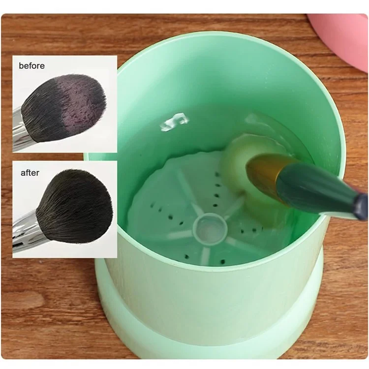 Pannelle Per Trucco Elettrico Caspata di Cosmetici Automatici Busine di Spugne Lavatrice, Cavo USB Alimentato - Verde
