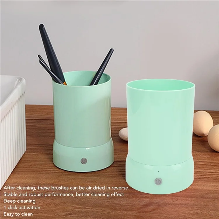 Pannelle Per Trucco Elettrico Caspata di Cosmetici Automatici Busine di Spugne Lavatrice, Cavo USB Alimentato - Verde