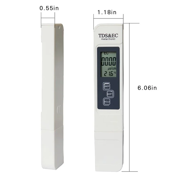 3-in-1 Misuratore Digitale LCD TDS EC Penna Rivelatore Qualità dell'Acqua Tester di Temperatura - Bianco