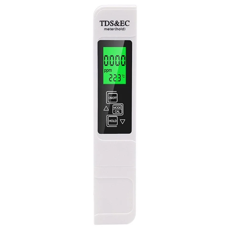 Rilevatore di qualità dell'acqua 3 in 1 Digitale LCD TDS Rilevatore di conducibilità elettrica Pennino tester di temperatura con retroilluminazione - Bianco