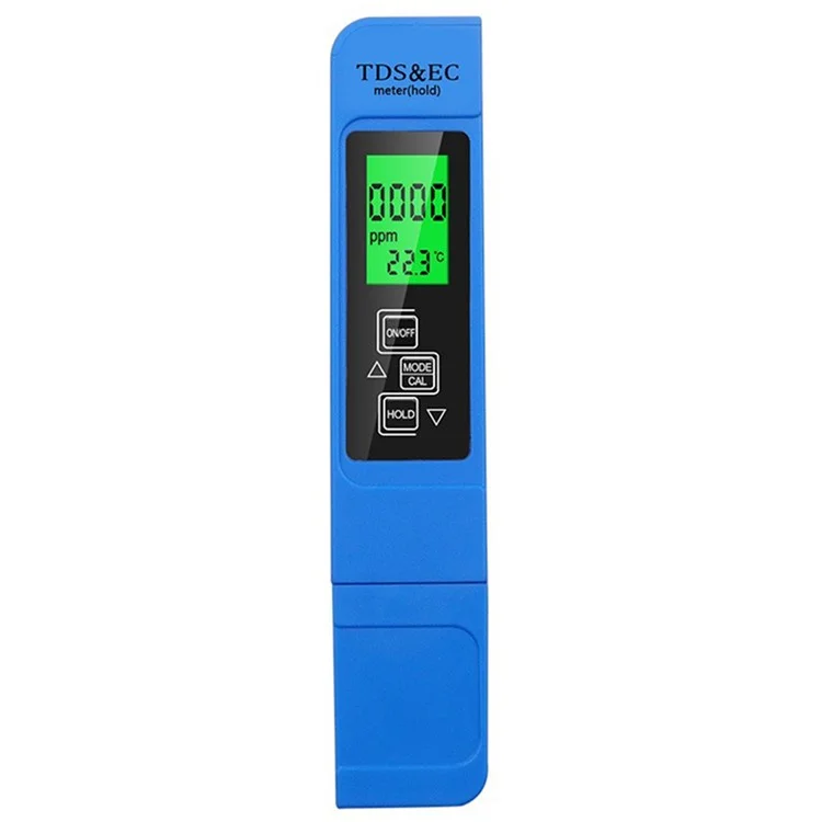 3-in-1 Water Quality Detector Digital LCD TDS EC Meter Pen Temperature Tester with Backlit - Blue