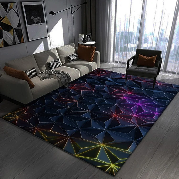80x120cm Living Room Bedside Rug Geometry Pattern Velvet Non-Slip Floor Mat - voe+3