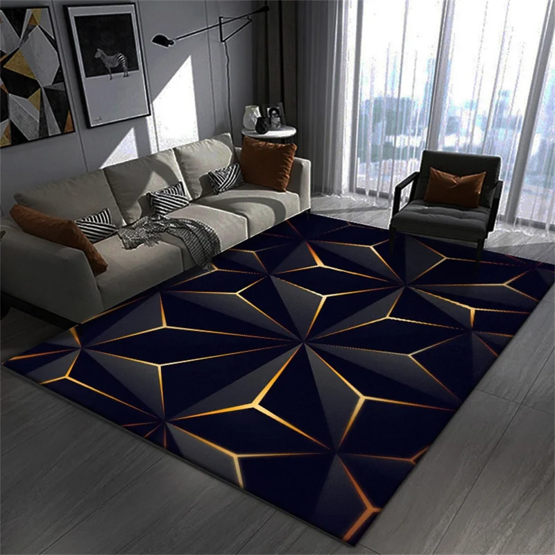 140x200cm Living Room Bedside Rug Geometry Pattern Velvet Non-Slip Floor Mat -  voe+5