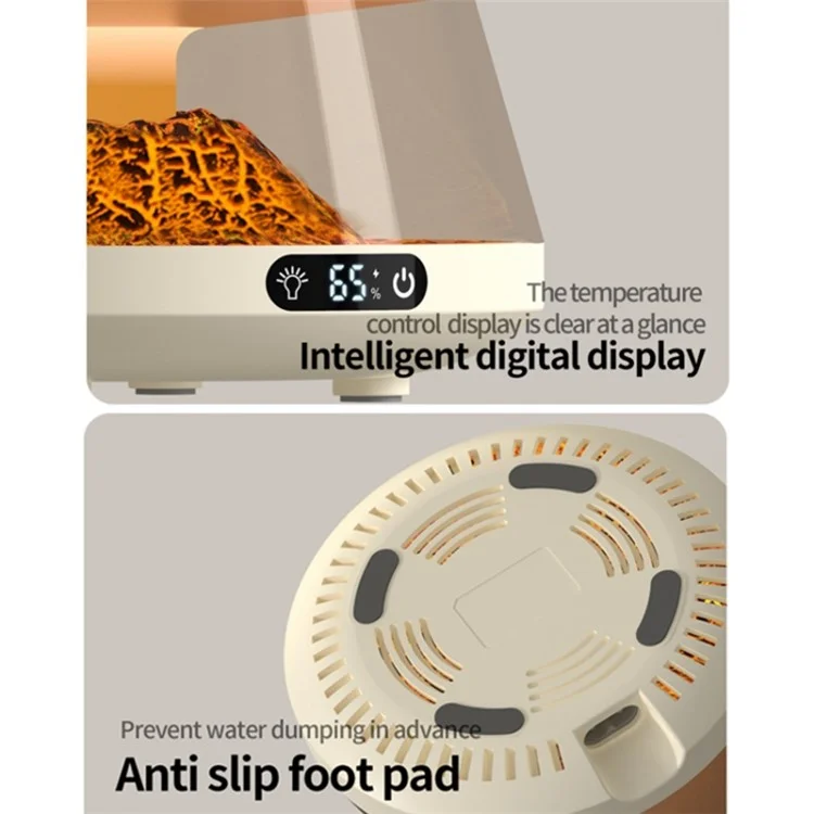 Coffee Mug Warmer 4 Temperature Setting Simulated Volcano Electric Beverage Warmer Plate - White / EU Plug