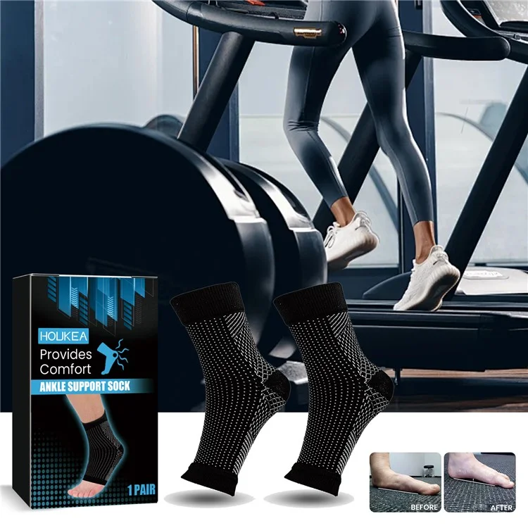 HOUKEA HKA06-A046-1-BK1 1 пара носков для опоры стопы Outdoor Sports Cycling Fitness Anti-Slip Foot Guard Elastic Socks