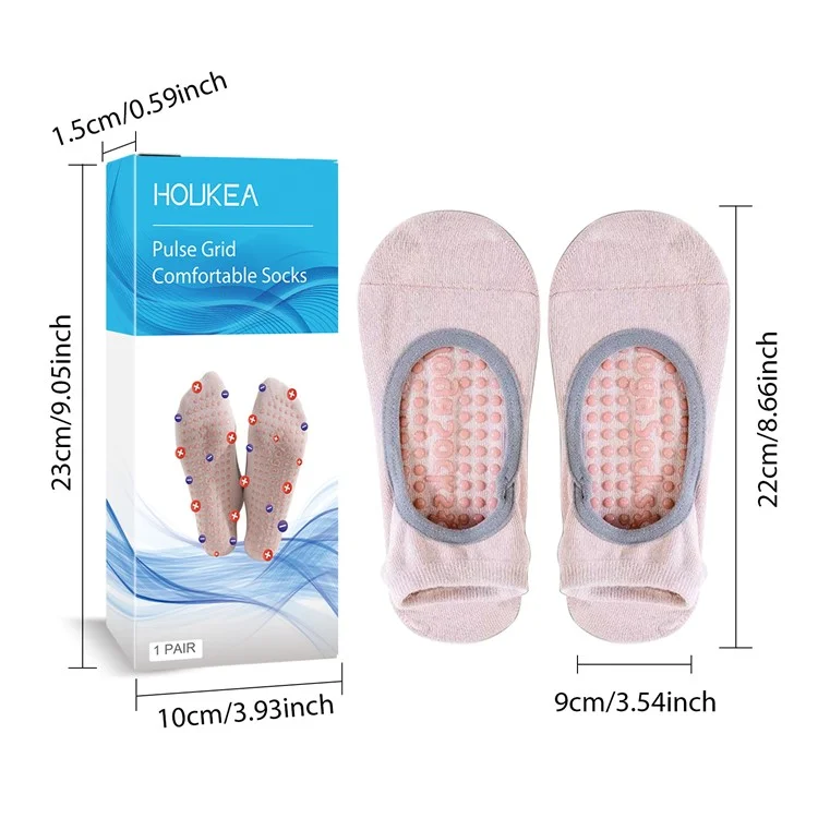 HOUKEA HKB05-A008-1-BU1 1 Pair Yoga Socks Foot Massage Elastic Breathable Non-Slip Fitness Sports Socks