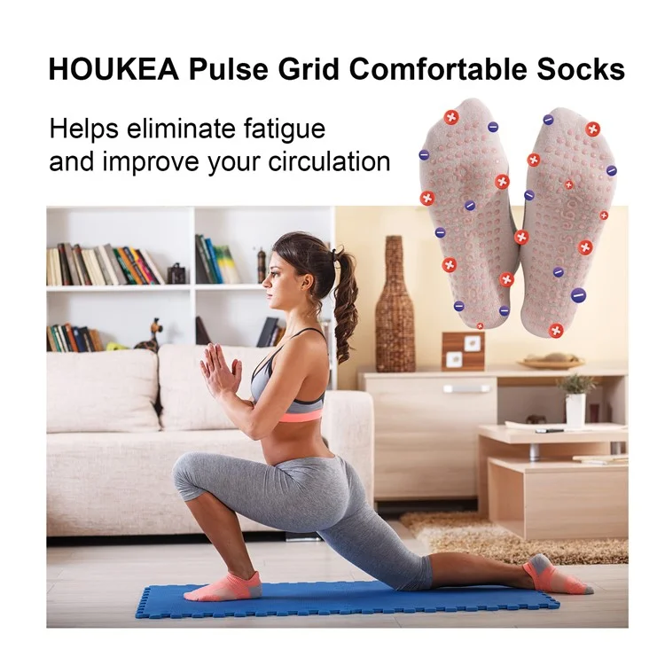 HOUKEA HKB05-A008-1-BU1 1 Pair Yoga Socks Foot Massage Elastic Breathable Non-Slip Fitness Sports Socks