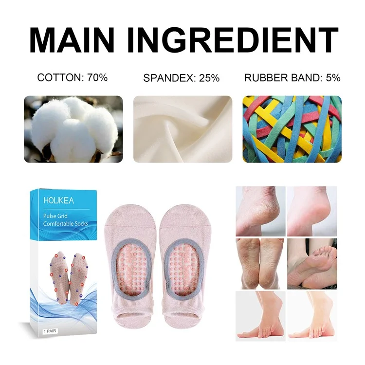 HOUKEA HKB05-A008-1-BU1 1 Pair Yoga Socks Foot Massage Elastic Breathable Non-Slip Fitness Sports Socks