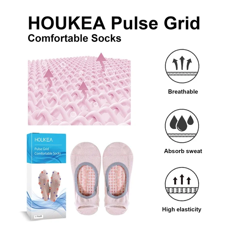 HOUKEA HKB05-A008-1-BU1 1 Pair Yoga Socks Foot Massage Elastic Breathable Non-Slip Fitness Sports Socks