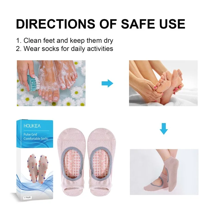 HOUKEA HKB05-A008-1-BU1 1 Pair Yoga Socks Foot Massage Elastic Breathable Non-Slip Fitness Sports Socks