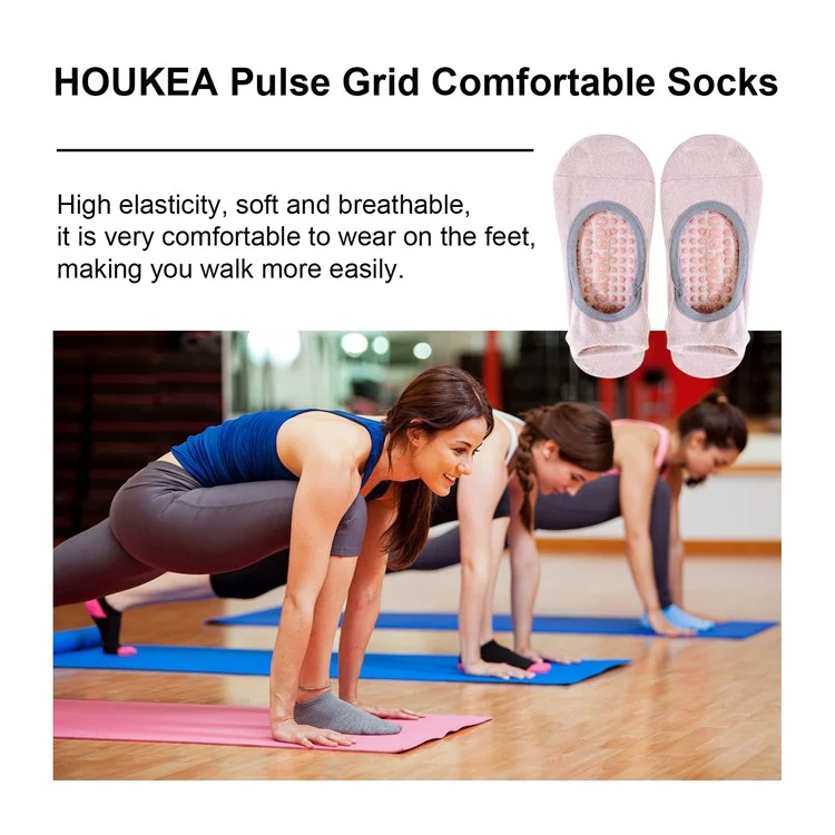 HOUKEA HKB05-A008-1-BU1 1 Pair Yoga Socks Foot Massage Elastic Breathable Non-Slip Fitness Sports Socks