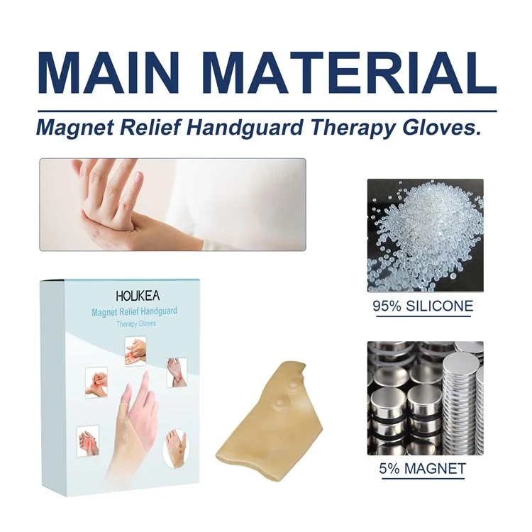 HOUKEA HKB05-A012-1-BU1 1Stück Silikon-Handpflegehandschuh Magnetische Therapie Handgelenkschmerzen Lindern Gelenkpflege-Handschuh