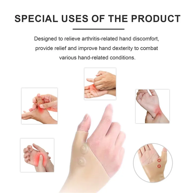 HOUKEA HKB05-A012-1-BU1 1Stück Silikon-Handpflegehandschuh Magnetische Therapie Handgelenkschmerzen Lindern Gelenkpflege-Handschuh
