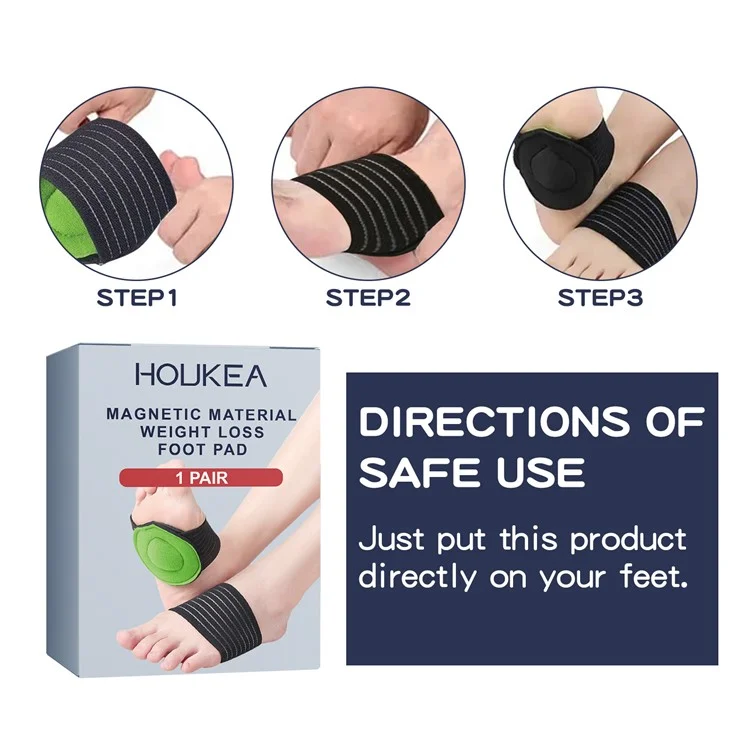 HOUKEA HKB05-A014-1-GY1 1 Pair Acupoint Magnetic Therapy Front Foot Pad Relieve Fatigue Weight Loss Foot Pad