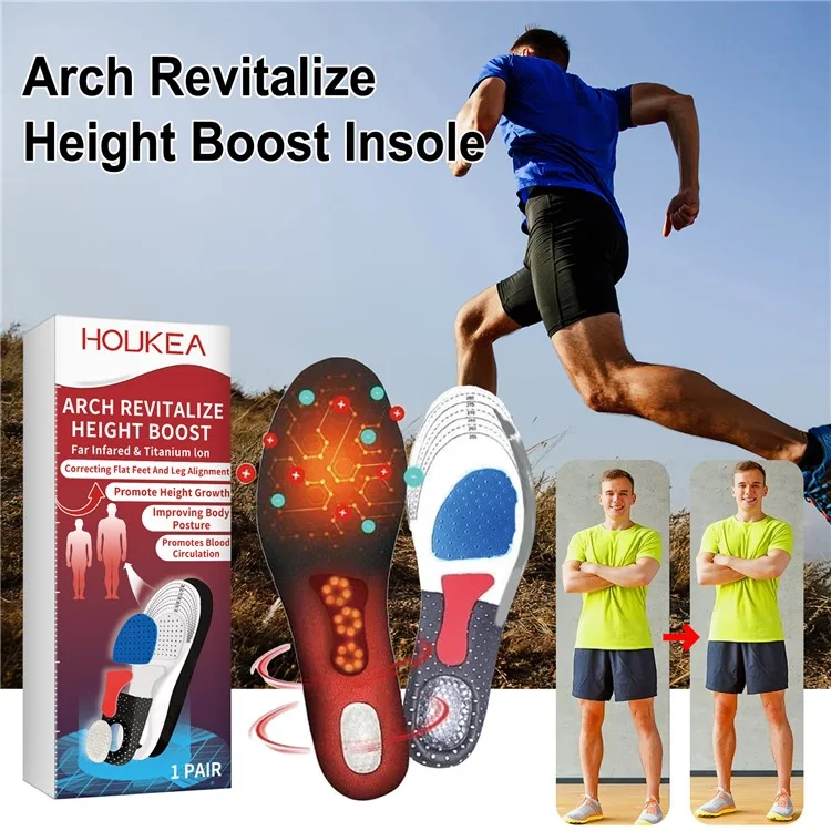 HOUKEA HKB05-A016-1-RD1 1 Pair Arch Support Insoles Flat Foot Correction Height Boost Insoles