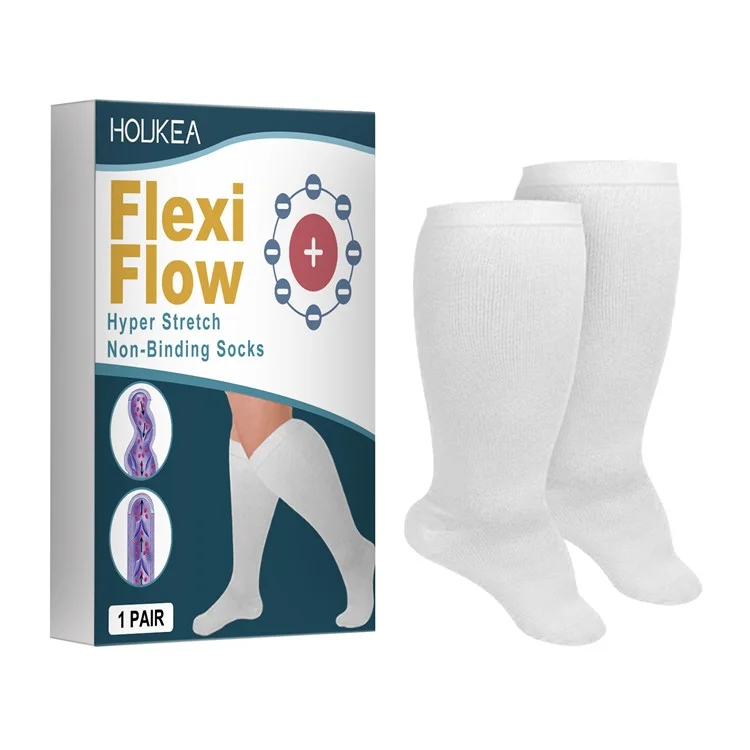 HOUKEA HKB05-A017-1-WH1 1 Par de Meias Elásticas e Respiráveis Super Aliviam Inchaço nas Pernas Cuidado com Varizes