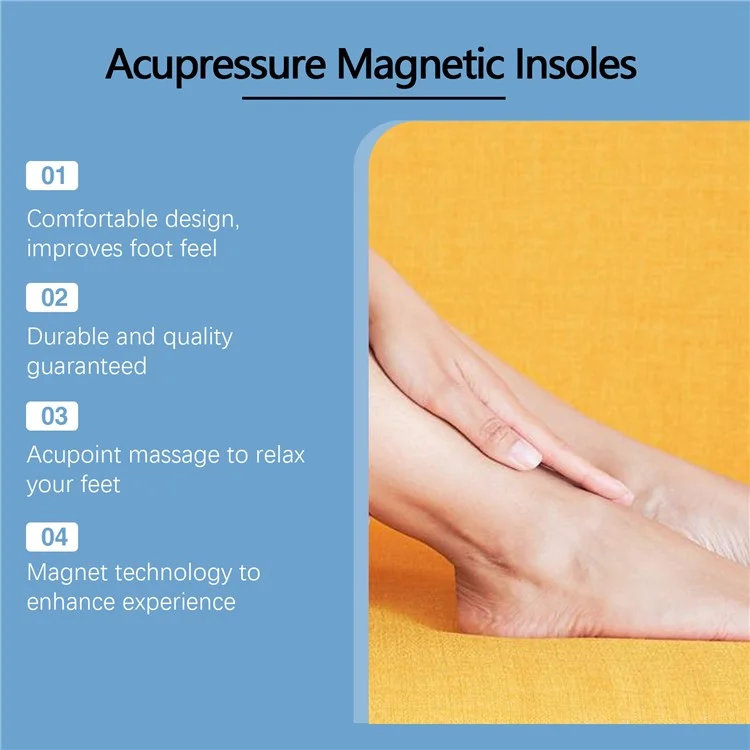 HOUKEA HK-J01-0101-01 1 Paar Fußakupressur-Einlegesohlen PVC+Magnetstein Fußpflege Massage-Einlegesohlen