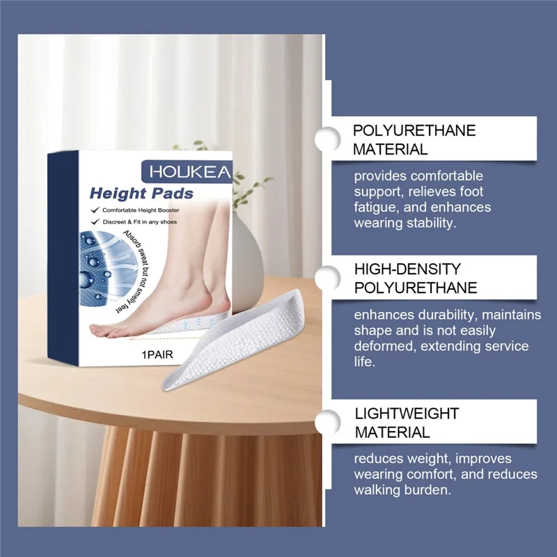 HOUKEA HK-J01-0104-01 1 Pair Increase Height Insoles Arch Support Heighten Insoles Shoes Pads