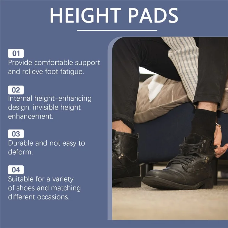 HOUKEA HK-J01-0104-01 1 Pair Increase Height Insoles Arch Support Heighten Insoles Shoes Pads