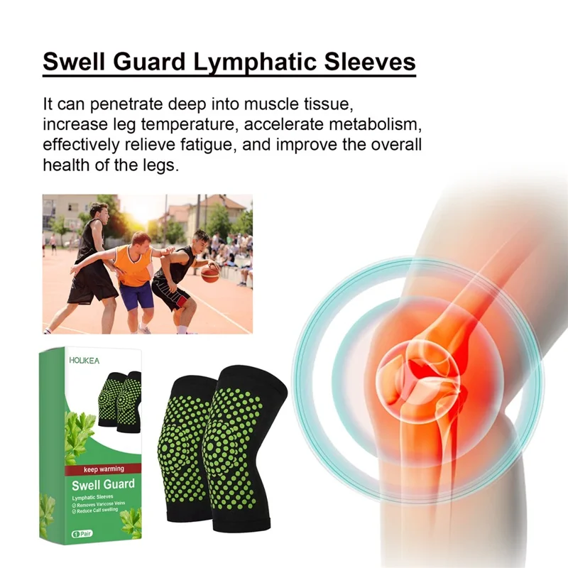 HOUKEA HKB05-A010-1-GN1 Self-Heating Lymphatic Knee Sleeves Swell Guard Knee Bandage