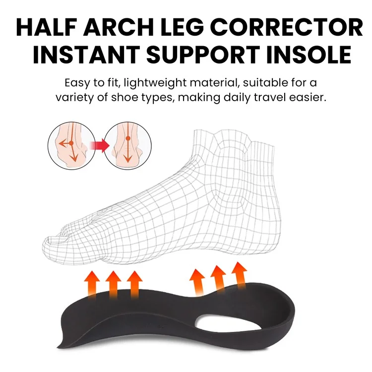 HOUKEA HKA06-A027-1-WH1 1 Pair Arch Support Half Insoles Flat Feet O-Shaped Legs Correction Insoles