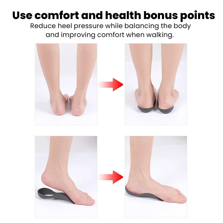 HOUKEA HKA06-A027-1-WH1 1 Pair Arch Support Half Insoles Flat Feet O-Shaped Legs Correction Insoles