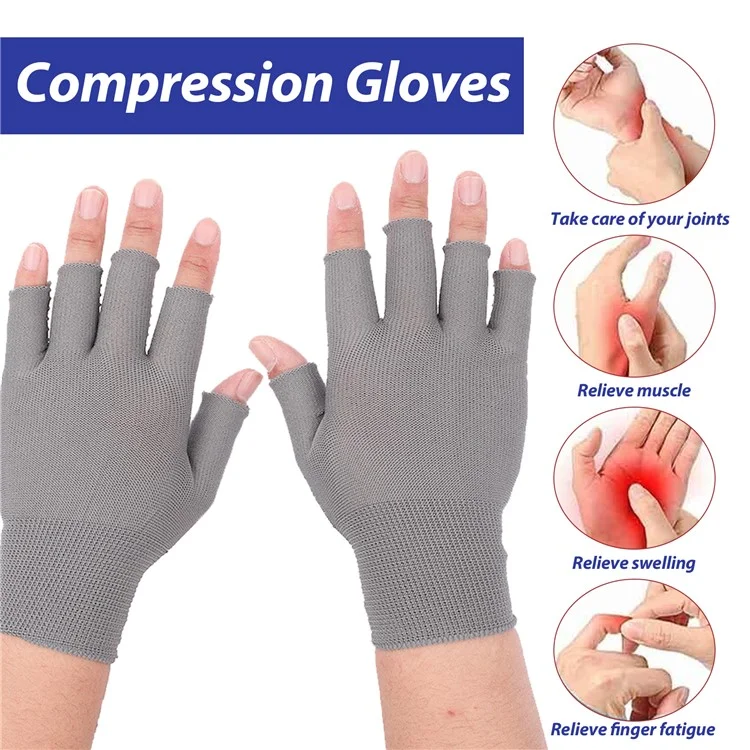 HOUKEA HKA06-A025-1-WH1 1 Paar Steifigkeitslinderungshandschuhe Nylon Halbfingerwarme Handpflege-Handschuhe