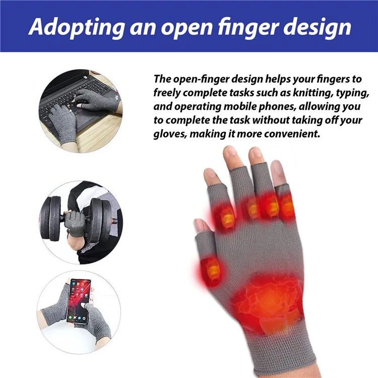 HOUKEA HKA06-A025-1-WH1 1 Paar Steifigkeitslinderungshandschuhe Nylon Halbfingerwarme Handpflege-Handschuhe