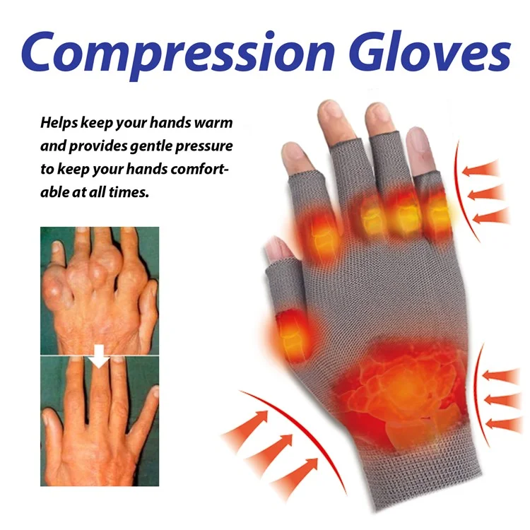 HOUKEA HKA06-A025-1-WH1 1 Paar Steifigkeitslinderungshandschuhe Nylon Halbfingerwarme Handpflege-Handschuhe