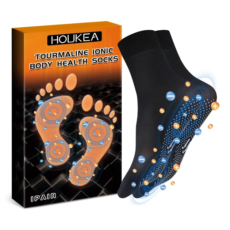 Houkea HKA06-A035-1-BK1 1 Paar Turmalin Ionische Massage-socken Winter Warme Fußpflege Massage Socken