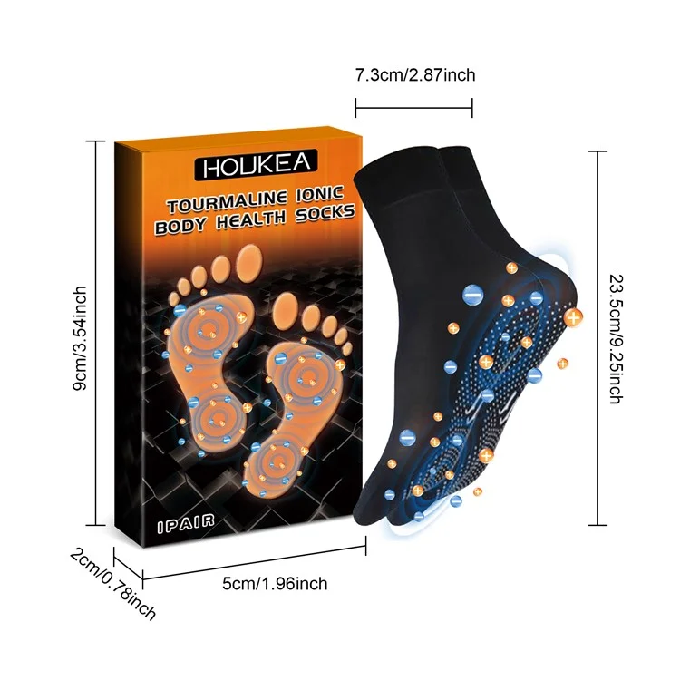 Houkea HKA06-A035-1-BK1 1 Paar Turmalin Ionische Massage-socken Winter Warme Fußpflege Massage Socken
