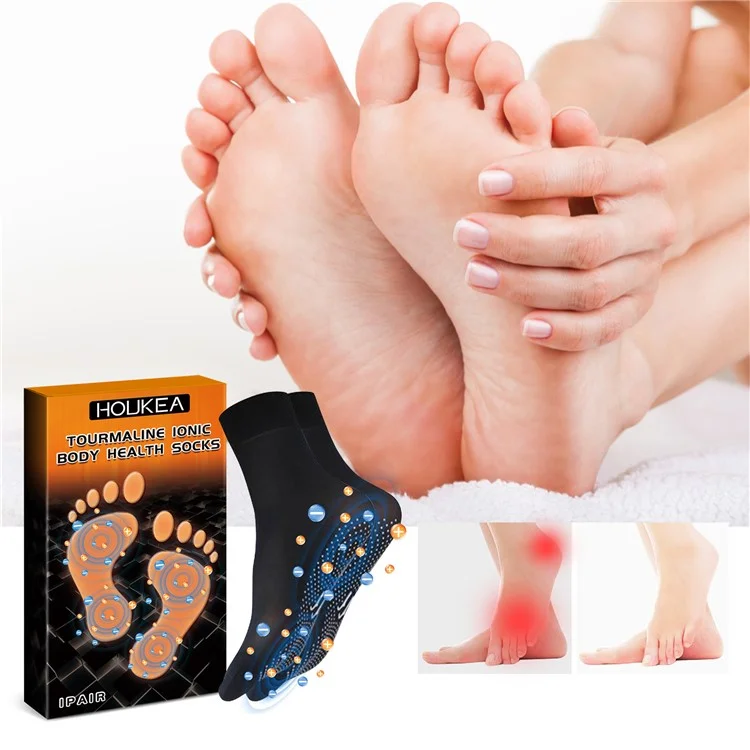 Houkea HKA06-A035-1-BK1 1 Paar Turmalin Ionische Massage-socken Winter Warme Fußpflege Massage Socken