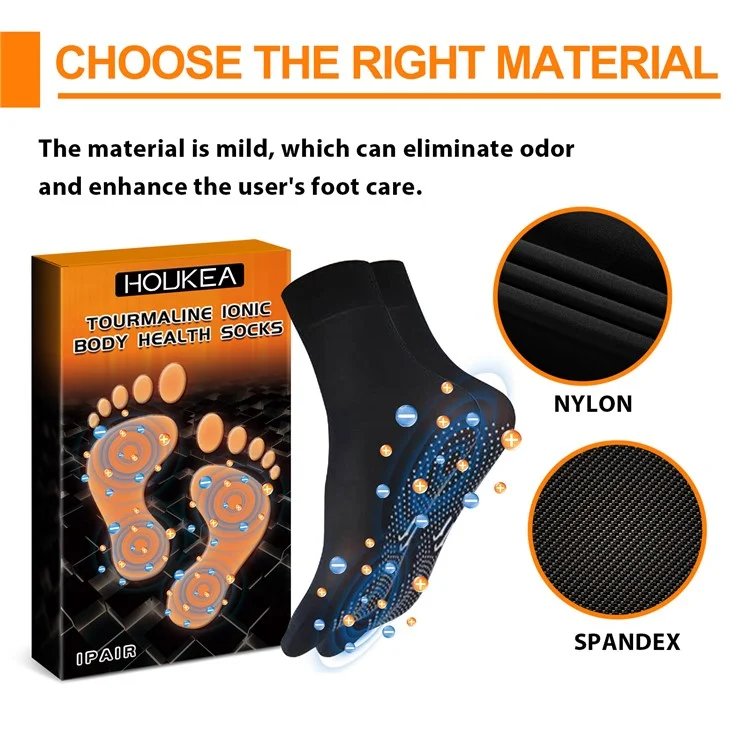 Houkea HKA06-A035-1-BK1 1 Paar Turmalin Ionische Massage-socken Winter Warme Fußpflege Massage Socken