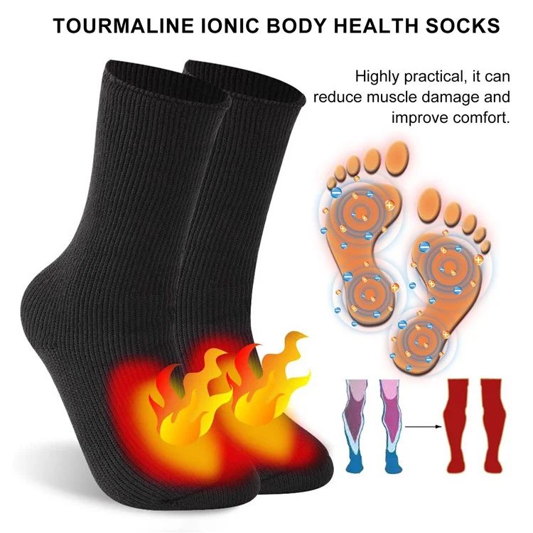 Houkea HKA06-A035-1-BK1 1 Paar Turmalin Ionische Massage-socken Winter Warme Fußpflege Massage Socken