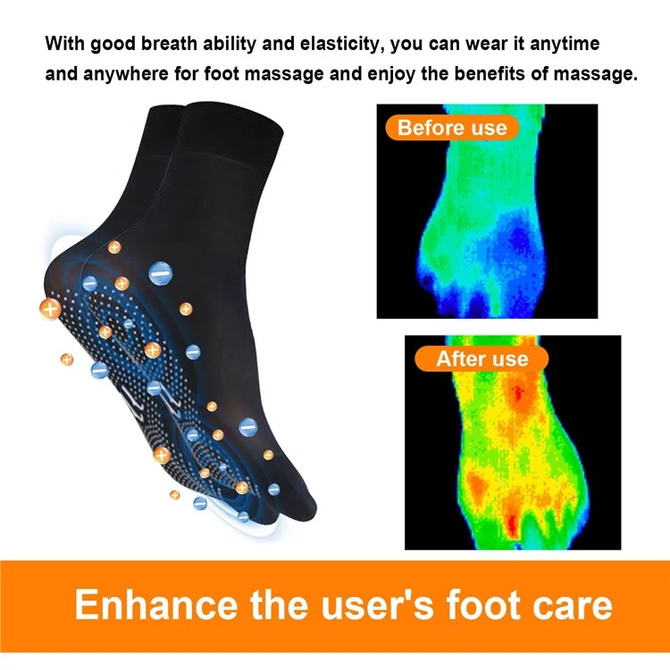 Houkea HKA06-A035-1-BK1 1 Paar Turmalin Ionische Massage-socken Winter Warme Fußpflege Massage Socken