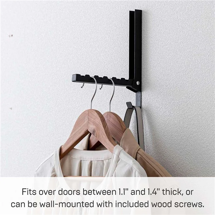Extender Over The Door Drying Rack 6 Hangers Laundry Hanging Clothes Rack Over Door Hooks Organizer - Black