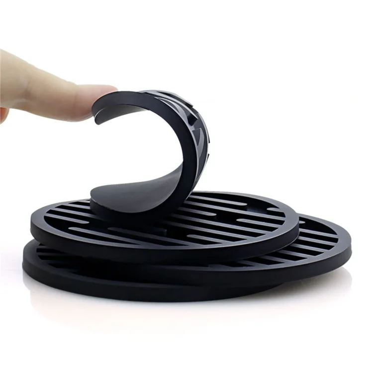 6Pcs Silicone Coasters Set with Holder Non-Slip Tabletop Protection for Kinds Cups, Hot or Cold - Black