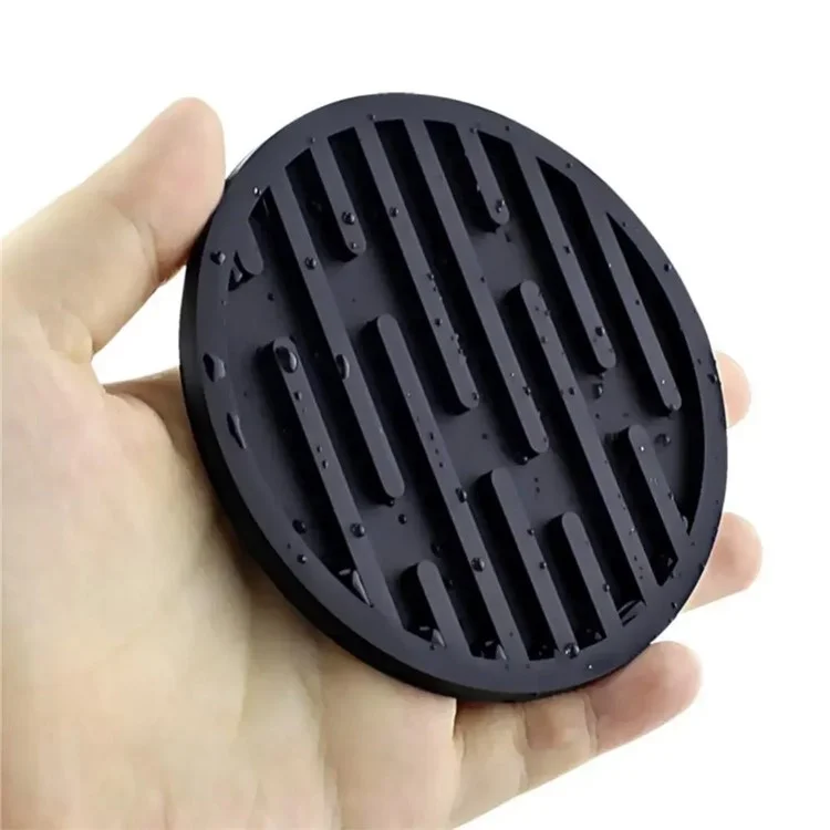 6Pcs Silicone Coasters Set with Holder Non-Slip Tabletop Protection for Kinds Cups, Hot or Cold - Black