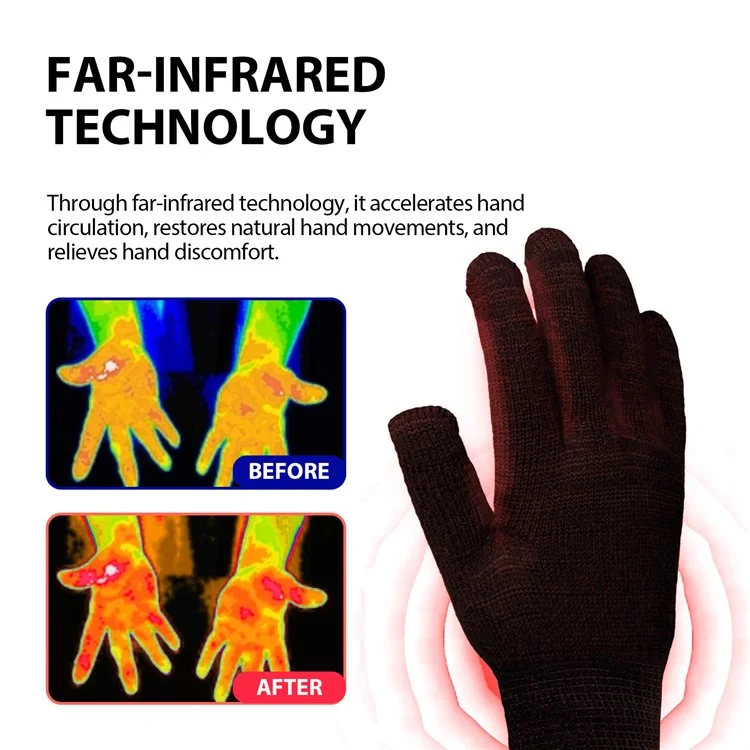 HOUKEA HKA06-A018-2-MK1 1 paire de gants de compression chauffants à l'ion de titane infrarouge lointain pour soulager la raideur et prendre soin des mains