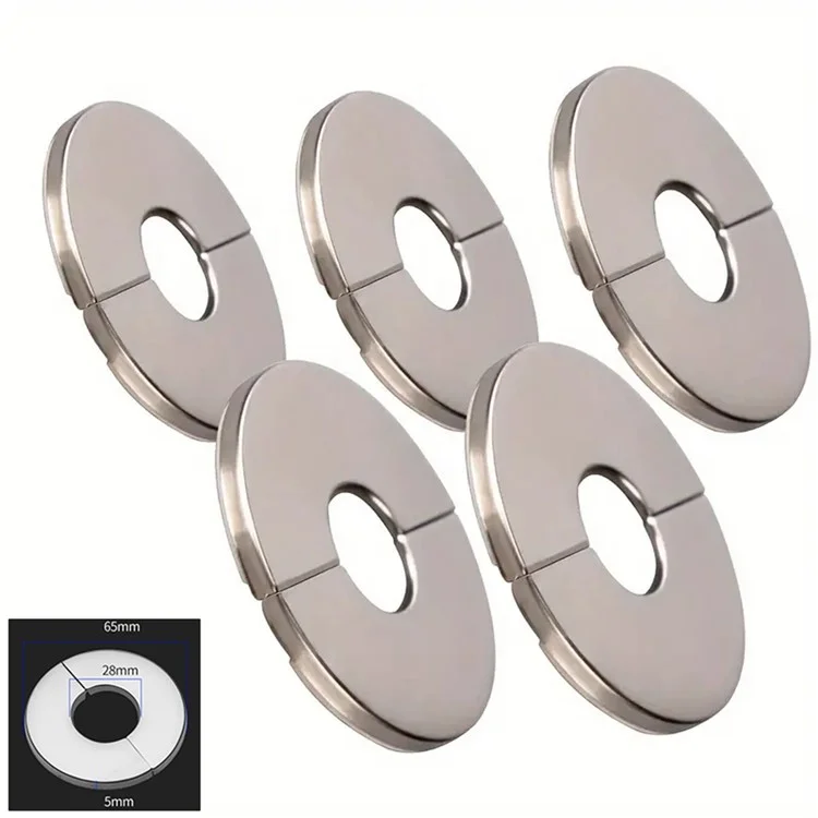 5Pcs Stainless Steel Round Wall Hole Flange Decor Cover Self-Adhesive Faucet Decorative Cover Plate - Inner Diameter 28mm